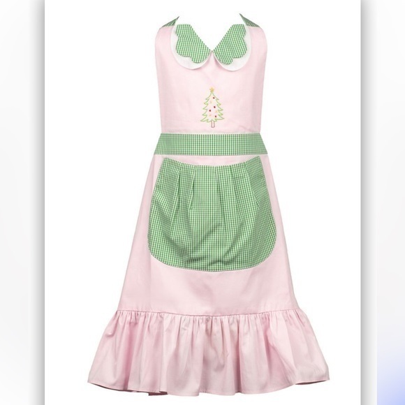 The Proper Peony Accessories - PROPER PEONY PINK / GREEN CHRISTMAS TREE NOEL APRON - ADULT